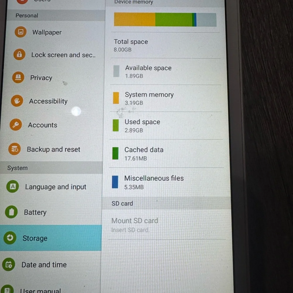 Samsung White Tablet with Blue Display galaxy tab A